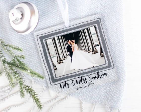 Our First Christmas as Mr & Mrs Custom Photo Ornament - Personalized Photo Christmas Ornament | Etsy (US)