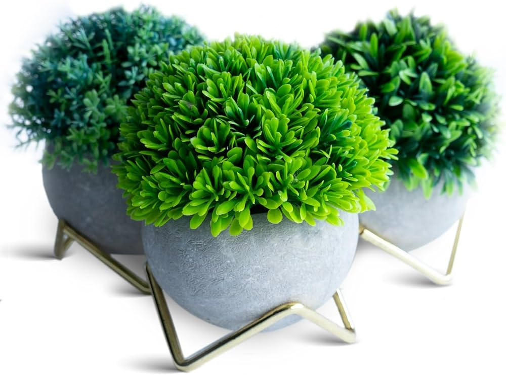 Studio Blanc Small Plants Decor | Green Plants Artificial Decor Set of 3 | Little Plants with Gol... | Amazon (US)