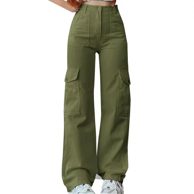 Trousers for Women Wear Multi Waist Three Pocket Waist Cargo Solid Color Fashion Casual Trousers | Walmart (US)