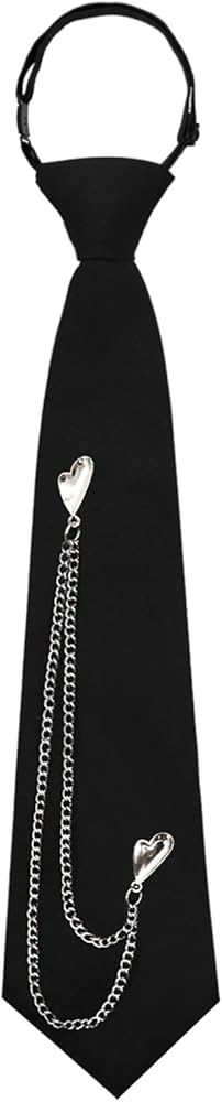Black Ties for Women, Womens Tie with Punk Metal Chain 2.76'' Pre-Tied Necktie for Girl School Un... | Amazon (US)