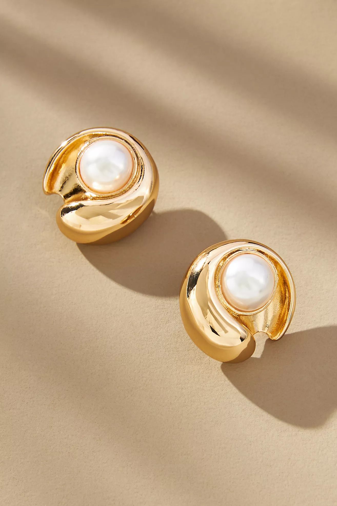 Shell-Shaped Pearl Post Earrings | Anthropologie (US)