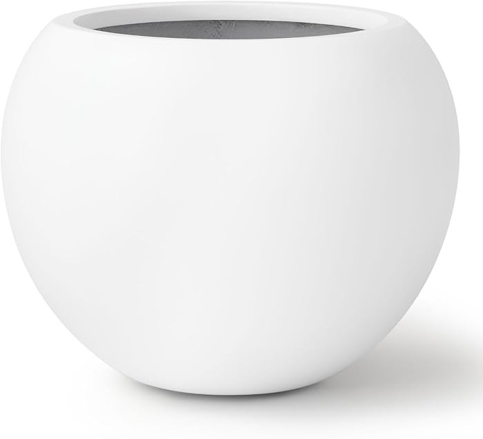 KUTE NEST 9.7" H x 12" D Premium Globo Fiberstone Round Planter with Drainage Hole, Smooth Finish... | Amazon (US)