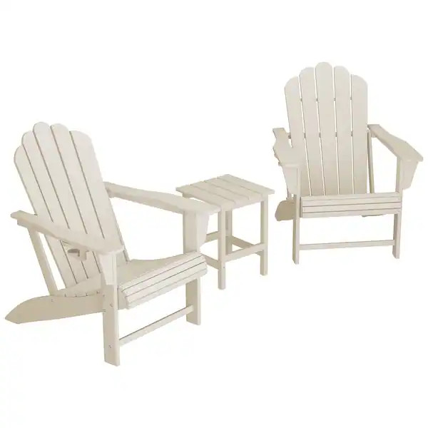 Aderson Outdoor Poly Adirondack Chair with Side Table 3-Piece Set - Sand | Bed Bath & Beyond