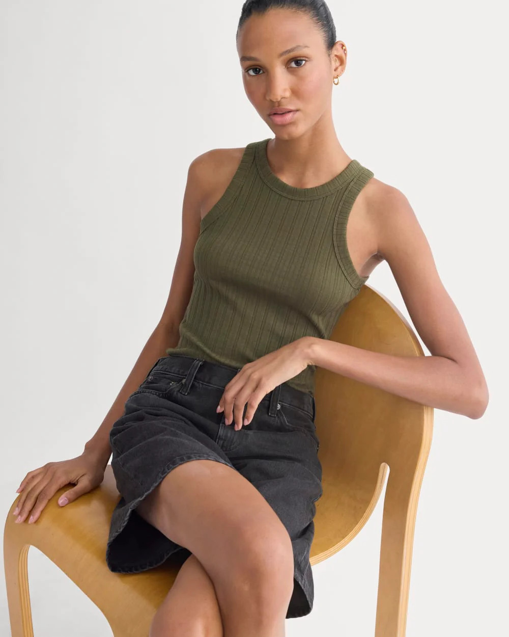 Racerback Tank in Pointelle | Olive Night | Everlane