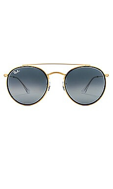 Ray-Ban Round Double Bridge in Legend Gold & Grey Gradient from Revolve.com | Revolve Clothing (Global)