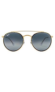 Ray-Ban Round Double Bridge in Legend Gold & Grey Gradient from Revolve.com | Revolve Clothing (Global)