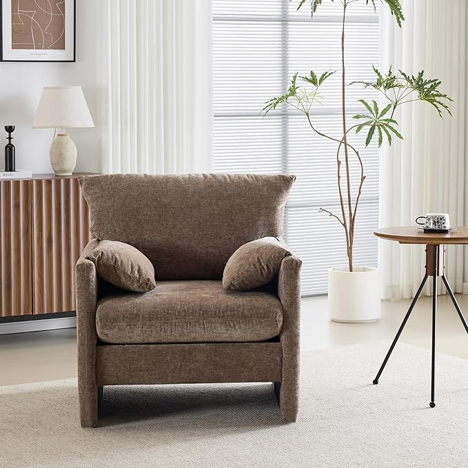 Chenille Oversized Armchair, 34" Wide Accent Chair for Living Room Bedroom Modern Upholstered Lou... | Amazon (US)