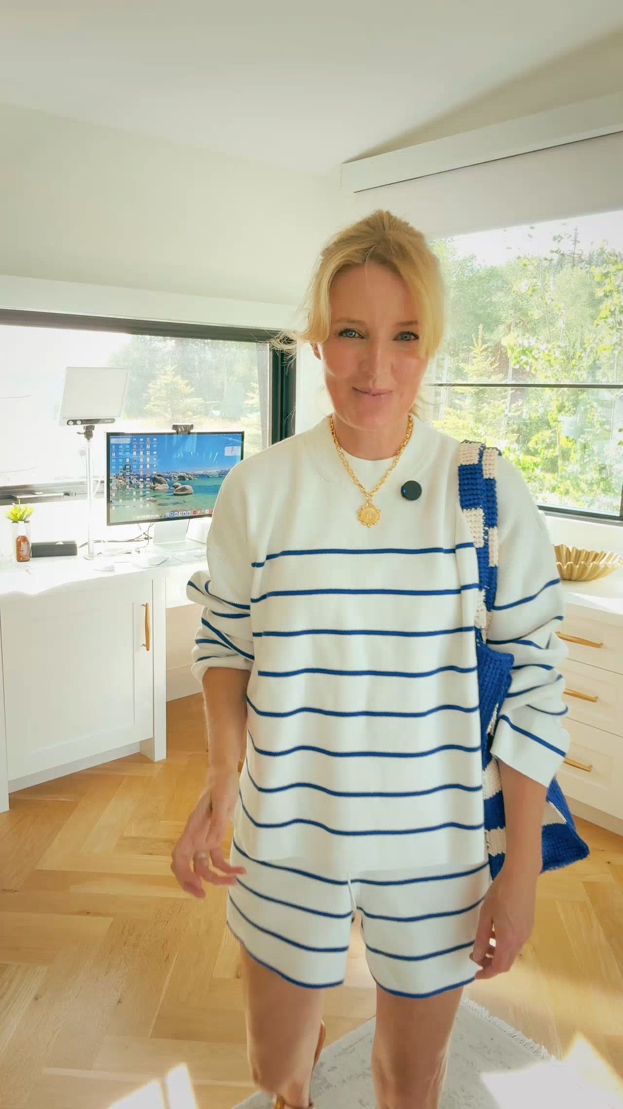 When a matching set fits this well, you wear it on repeat!

La Ligne navy stripe shorts and sweater set styled with Veronica Beard sandals and the Loeffler Randall striped raffia tote; the navy stripe on the set and the tote create a cohesive color story without being matchy-matchy. That's the sweet spot.  

 #LTKgrwm #LTKootd #LTKOver40