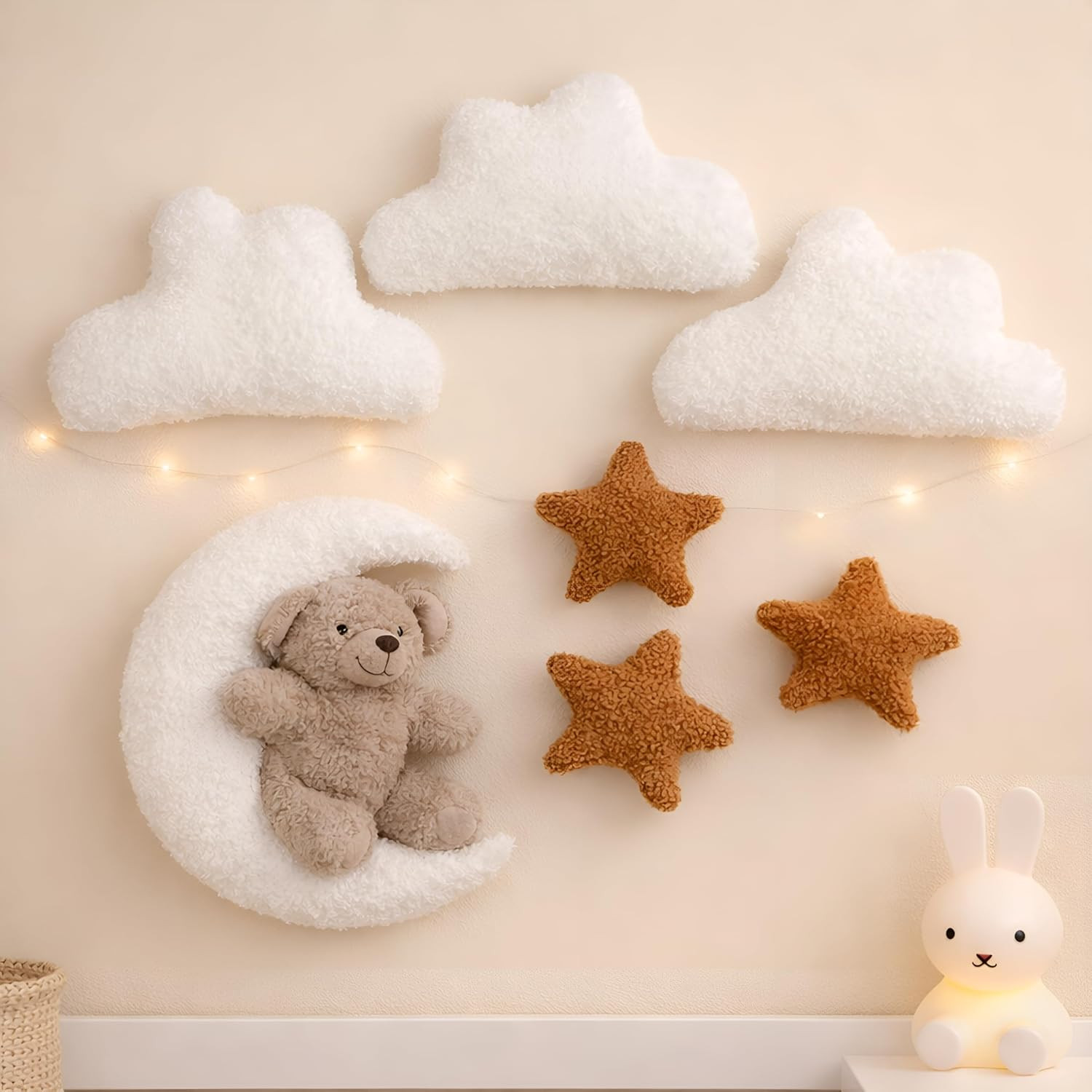 7 Pcs Teddy Bear Nursery Wall Decor Moon Teddy Bear Wall Art | Amazon (US)