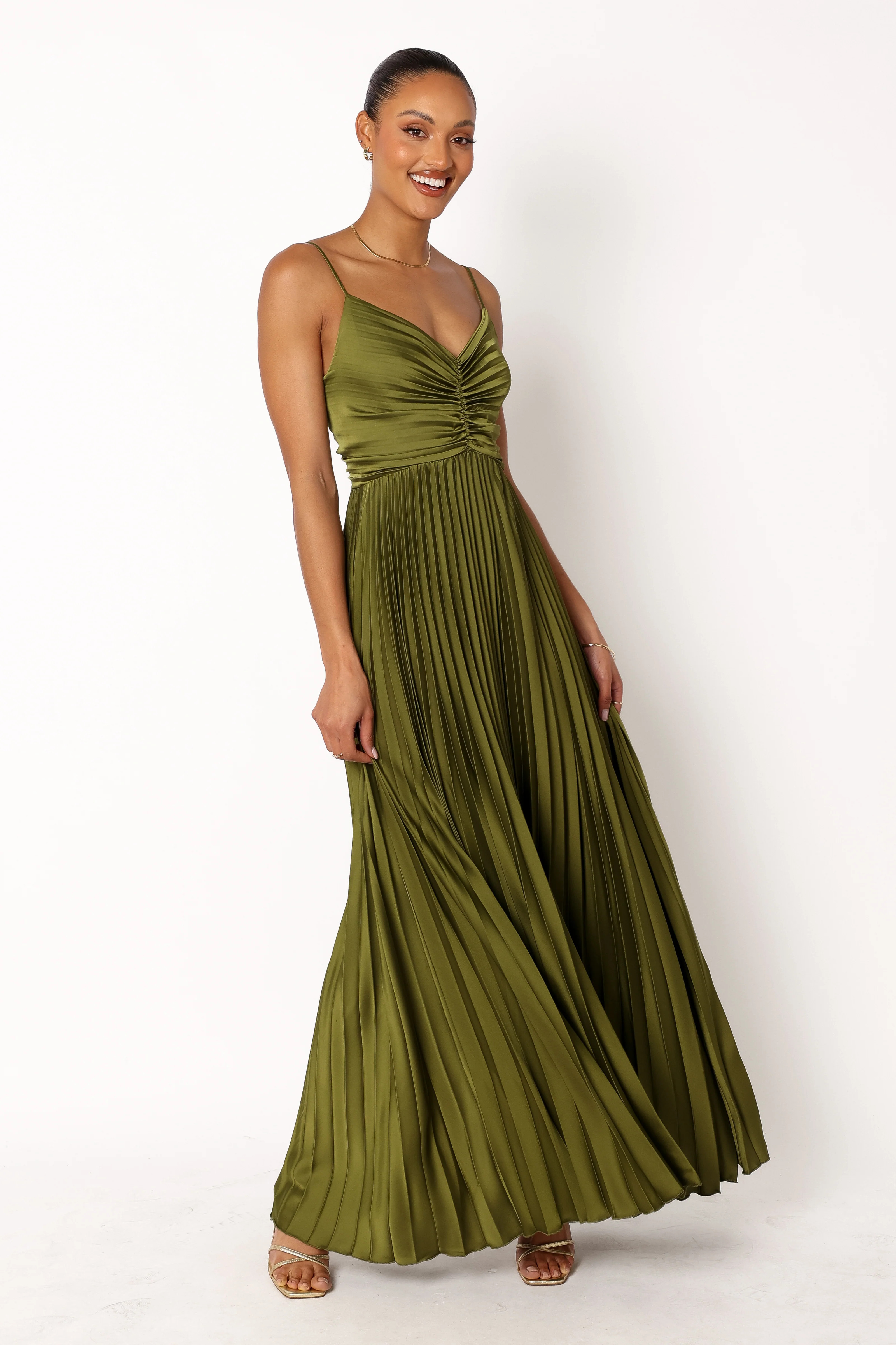 Naira Pleated Maxi Dress - Palm Green | Petal & Pup (US)