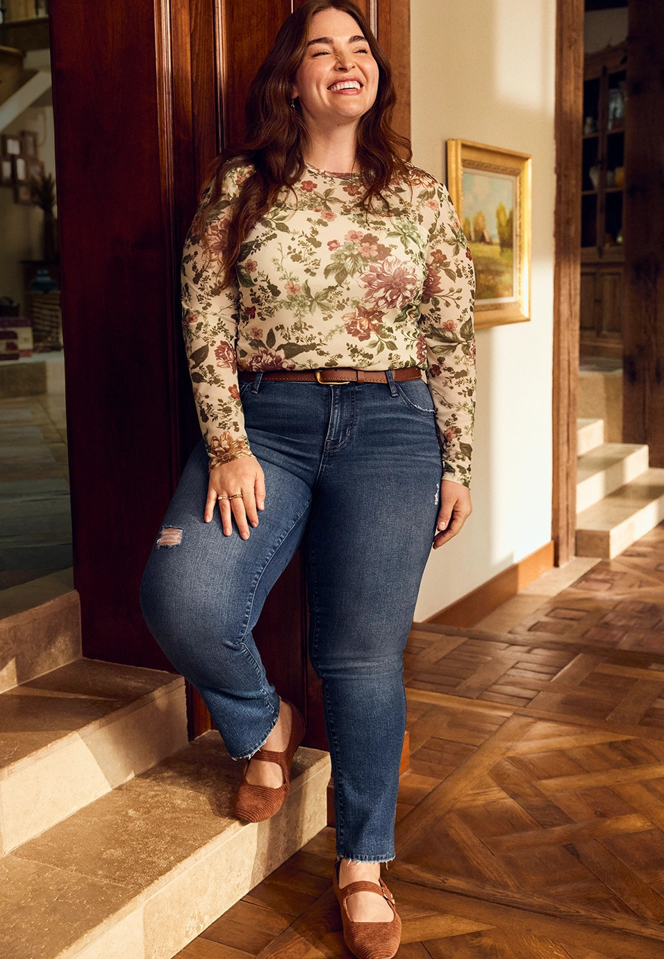 Maurices Plus Size Jeans Women's Jeans Dark Mid Rise Slim Straight Jean Blue Denim Size 16W | Maurices