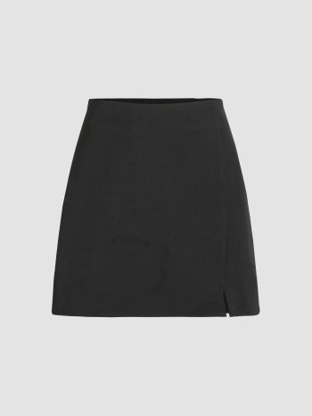 Woven High Waist Zip Up Split Mini Skirt For Date Music Festival/Live House Exhibition Coffee Sho... | Cider