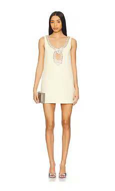 self-portrait Crepe Bow Mini Dress in Yellow from Revolve.com | Revolve Clothing (Global)