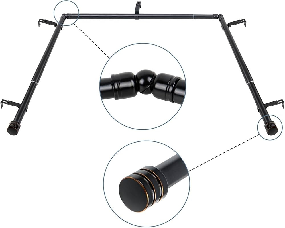 HOTOZON 1 Inch Bay Window Curtain Rods, 36-72 Inch Center Rod for window (24 to 68 Inch), 20-36 I... | Amazon (US)