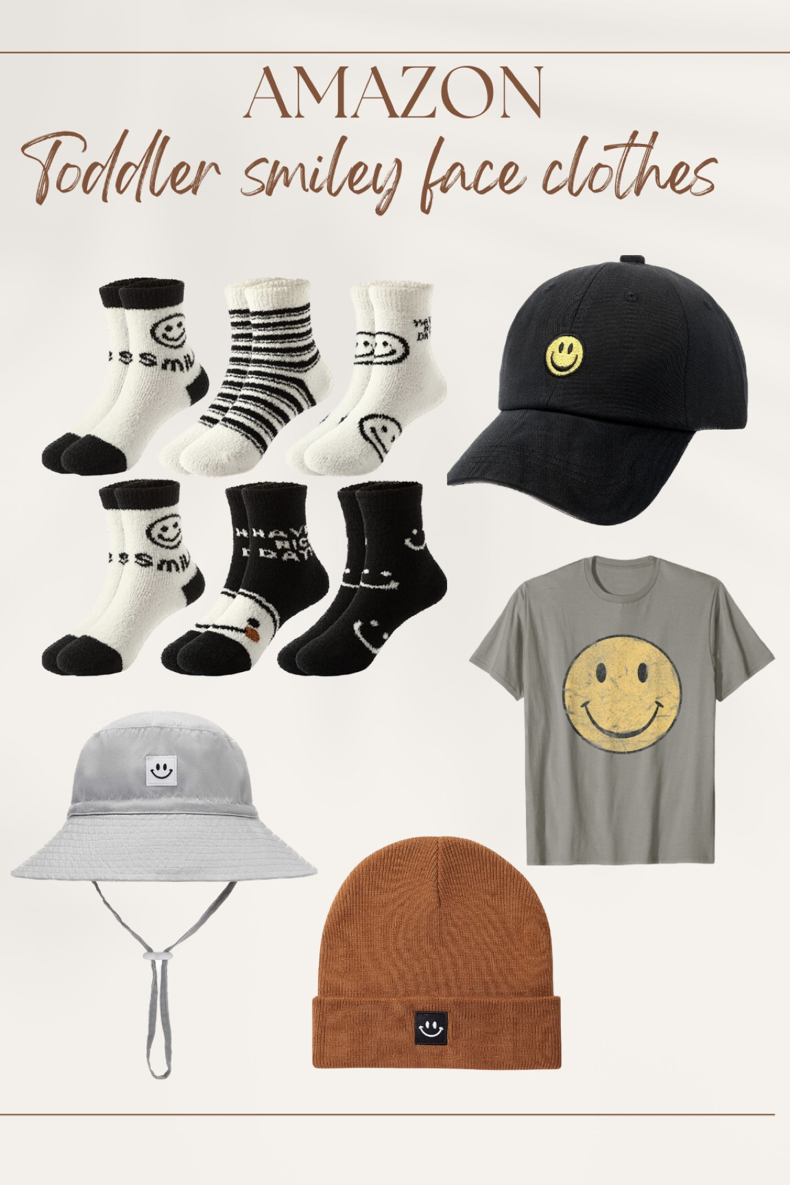 Amazon / toddler smiley face clothes and accessories 

#LTKbaby #LTKkids #LTKitbag