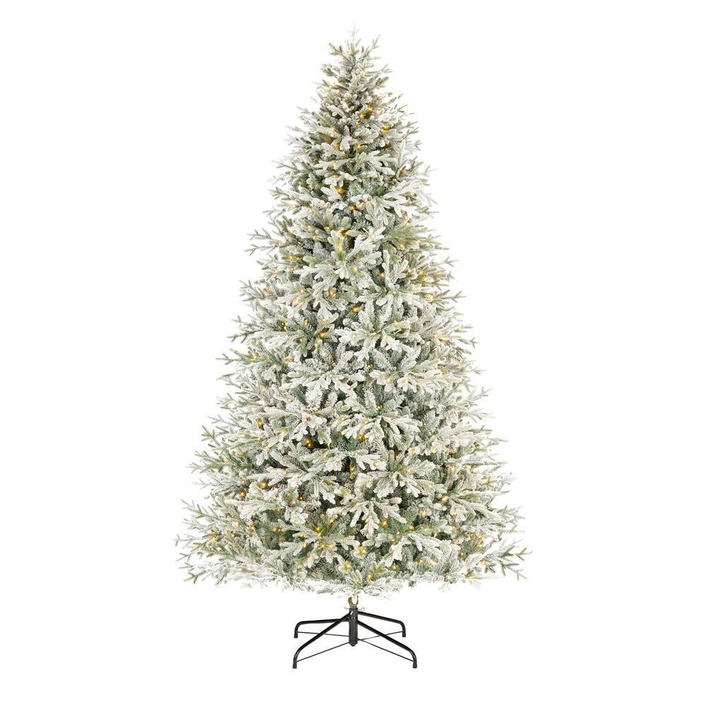 Home Decorators Collection 9 ft. Kenwood Frasier Fir Flocked LED Pre-Lit Artificial Christmas Tre... | The Home Depot