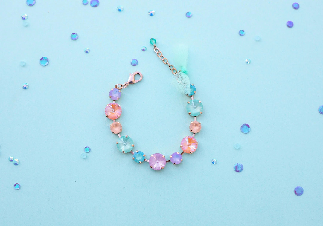 12/8mm Rivoli Bracelet Mermaid's Reef- Choose Setting Color and Length - Etsy Dominican Republic | Etsy (US)