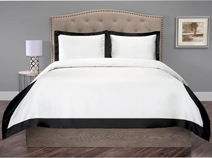King Dual Tone Duvet Cover Set, 104x92, White & Black | Amazon (US)