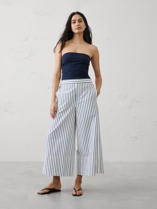 Anyday Wide-Leg High-Rise Seersucker Cropped Pant | Banana Republic Factory