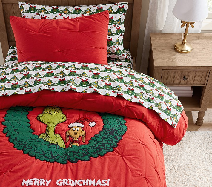 Dr. Seuss's The Grinch™ Wreath Comforter & Shams | Pottery Barn Kids