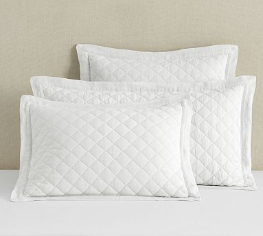Belgian Flax Linen Diamond Quilted Sham | Pottery Barn (US)