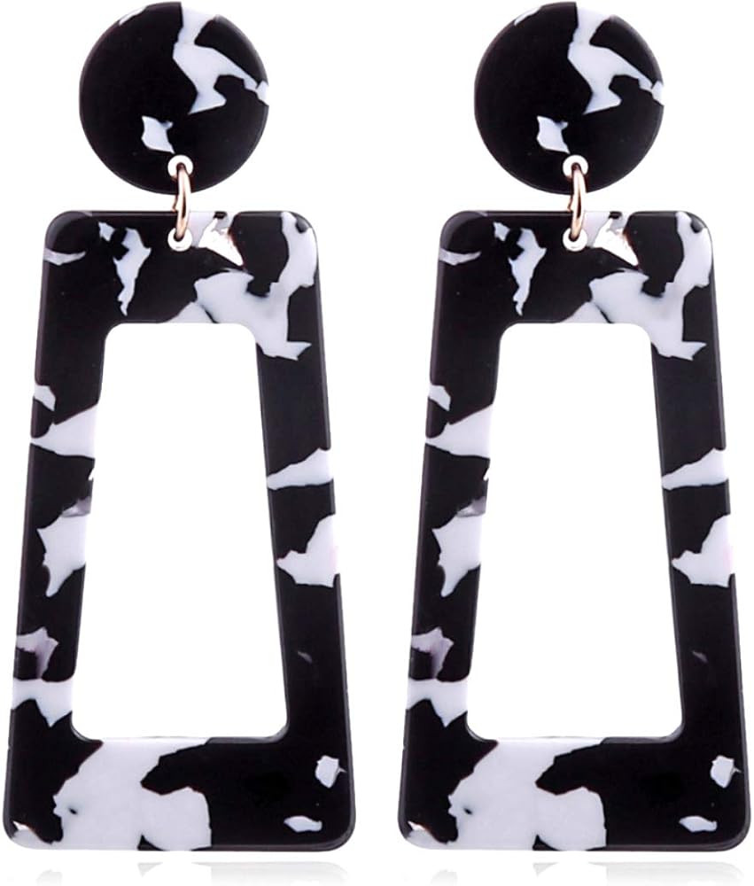 Acrylic Dangles Drop Earrings For Women And Girls Resin Lightweight Statement Stud Earrings | Amazon (US)