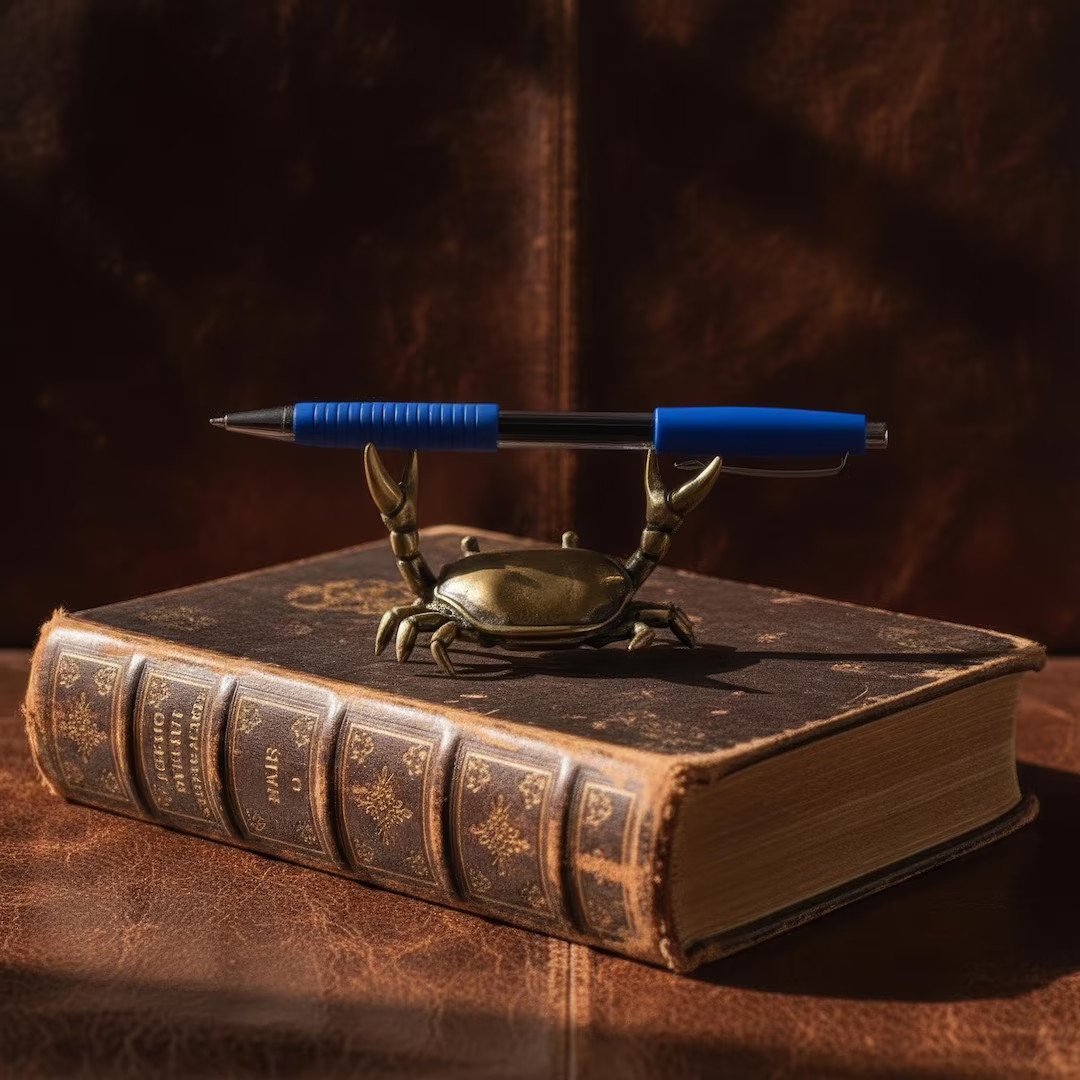 Hand-Polished Brass Weightlifting Crab Figurine – Vintage Desk Ornament, Pen Rest, Tea Table De... | Etsy (US)