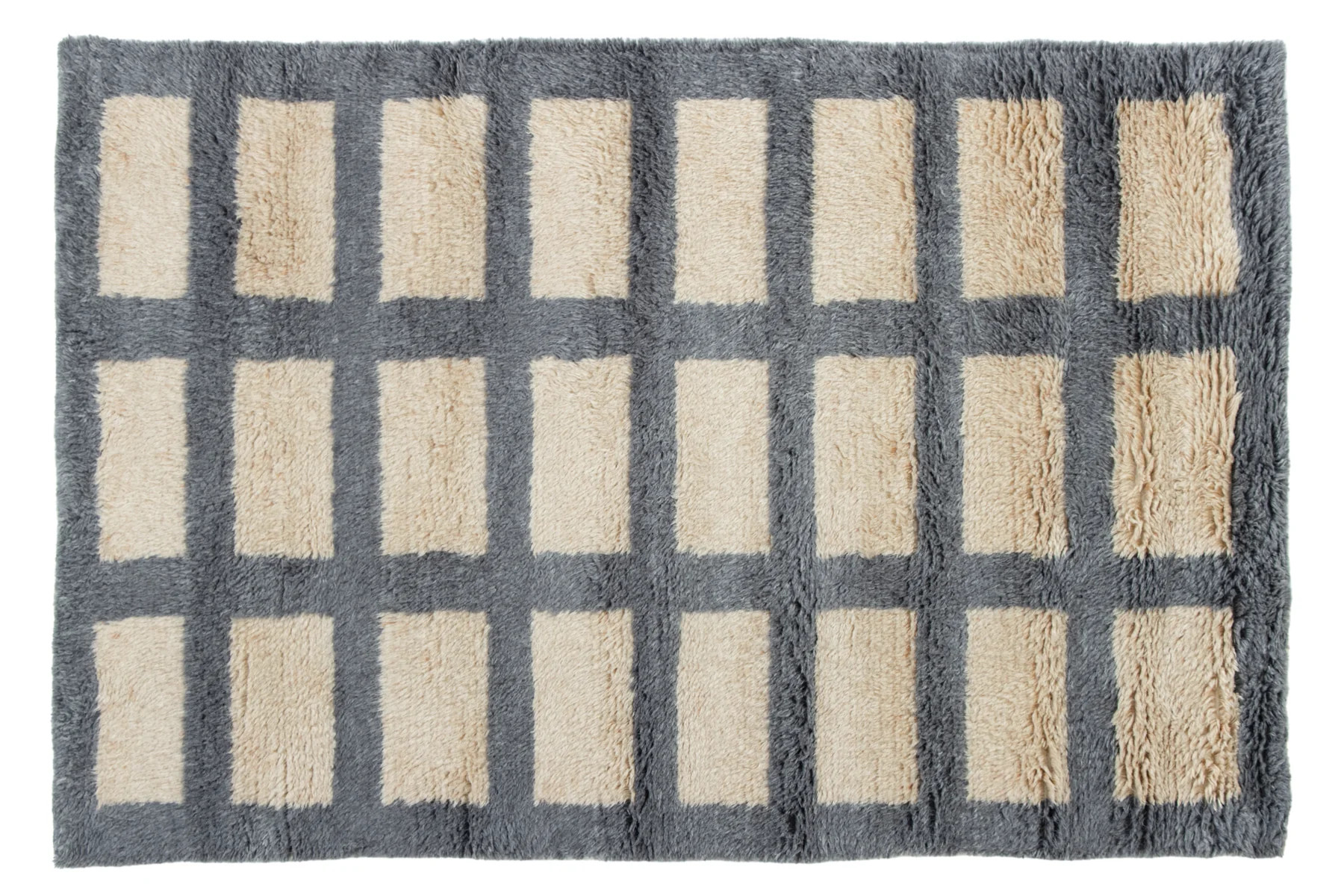 Hand-knotted Shag Rug, Beige/Cream - Pepper | Revival Rugs Inc