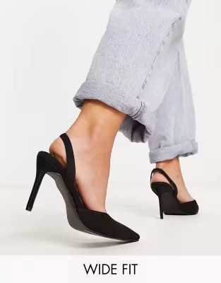 Glamorous Wide Fit slingback heeled shoes in black | ASOS (Global)