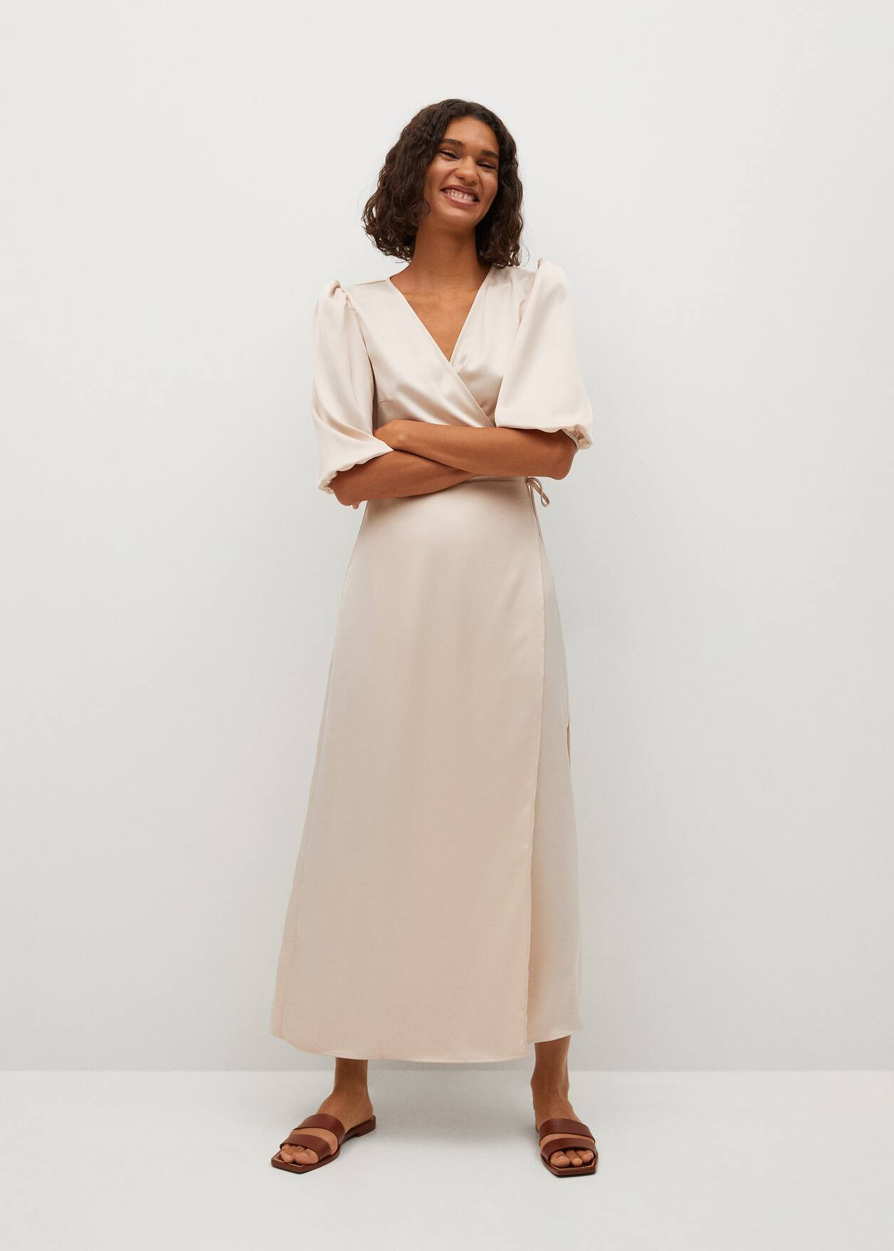 Wrapped satin dress | MANGO (UK)