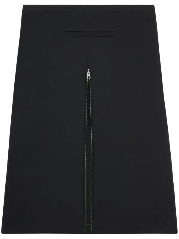 Courrèges zip-detail Twill Midi Skirt | Black | FARFETCH | Farfetch Global