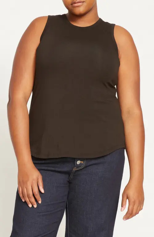Universal Standard Cai Stretch Pima Cotton Tank in Black at Nordstrom, Size 4Xl | Nordstrom