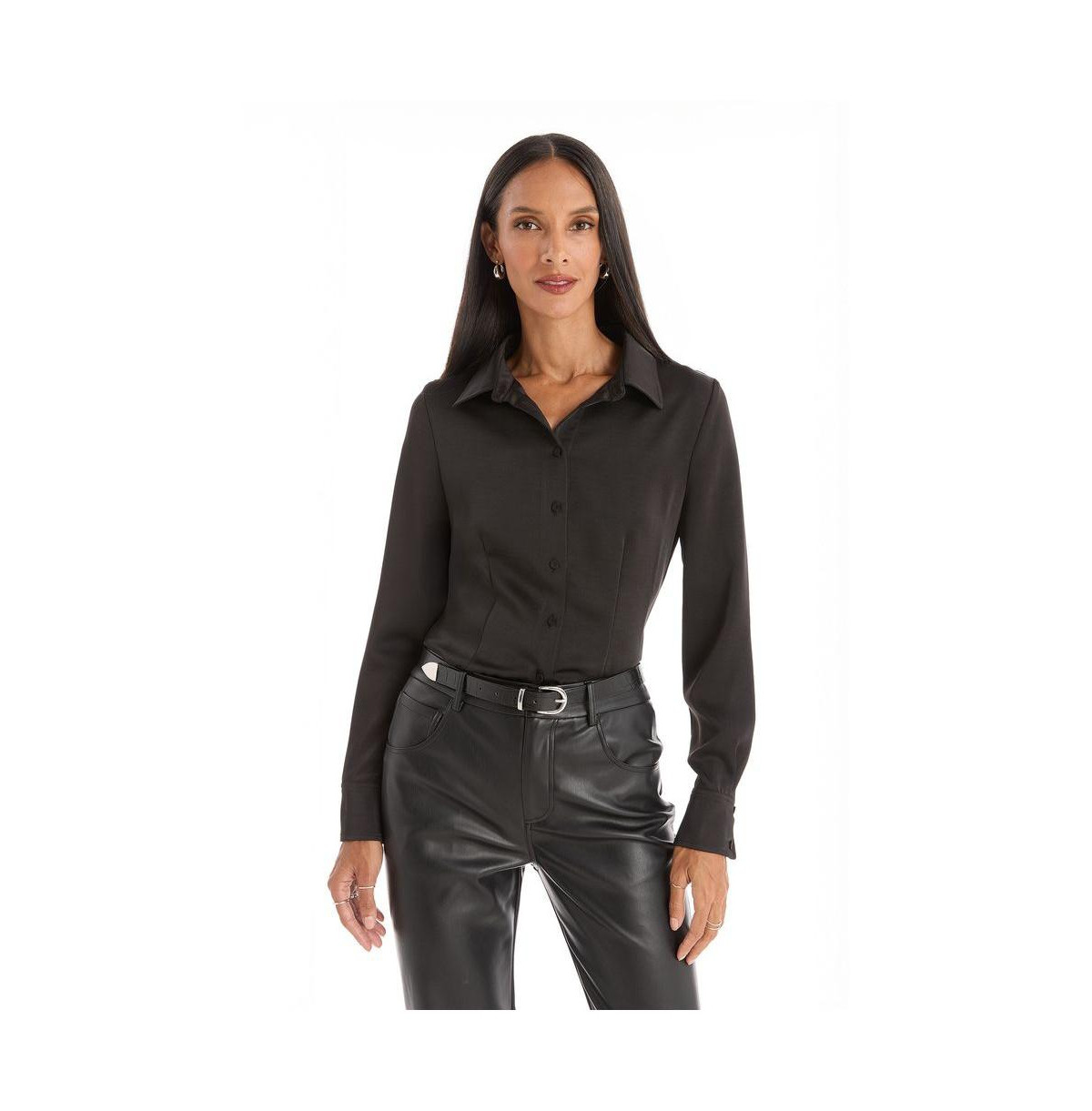 The Noli Shop Women's Paulina Silk Blouse - Navy - Black | Macy's