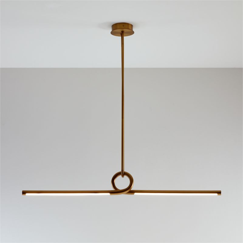 Beau Loop Brass Linear Pendant Light 44.6" + Reviews | Crate & Barrel | Crate & Barrel