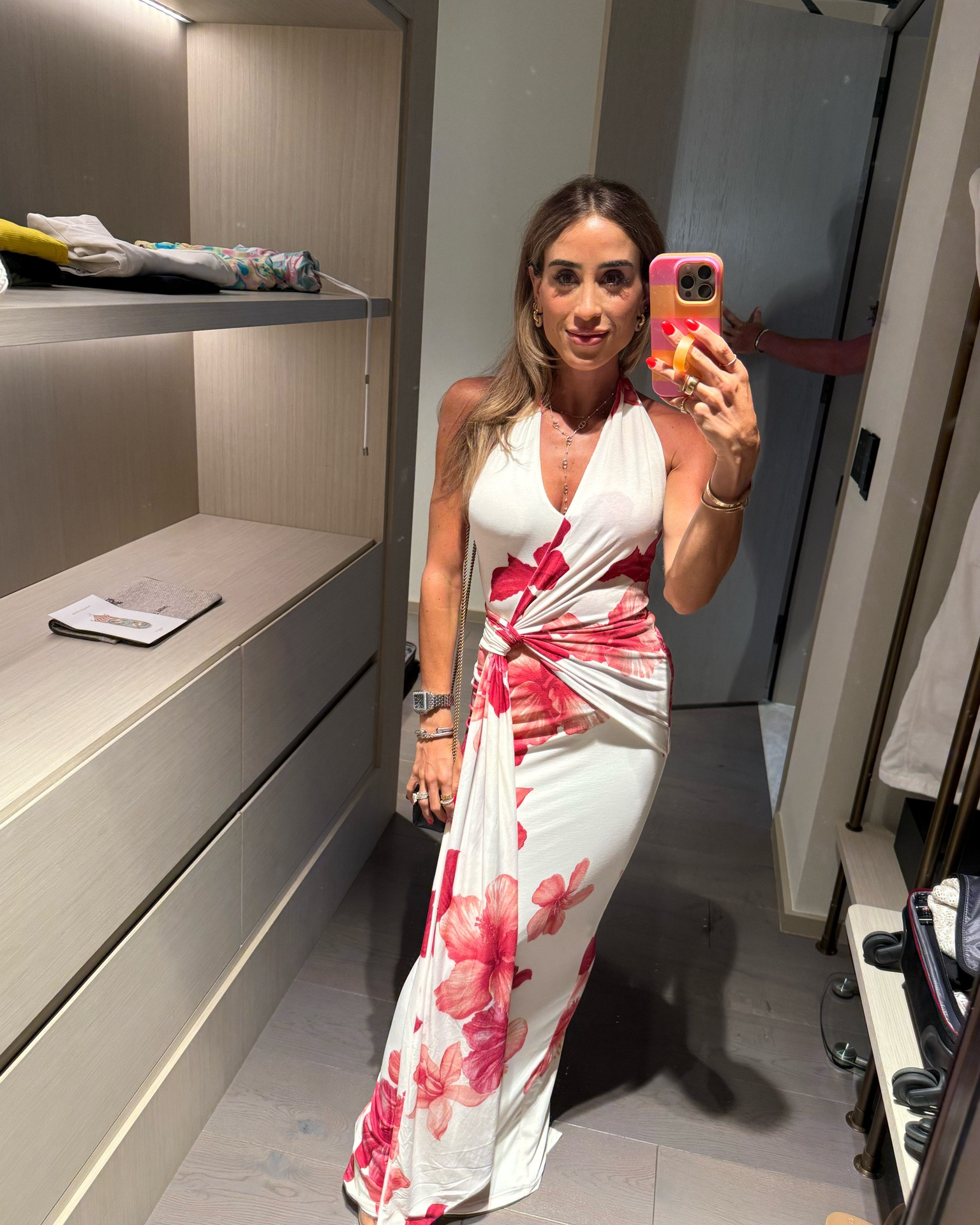My floral drape dress is sold out but the same brand makes the same styles in different colors that fit like a glove and are reasonable! Wearing size xs

#LTKPetite #LTKOver40