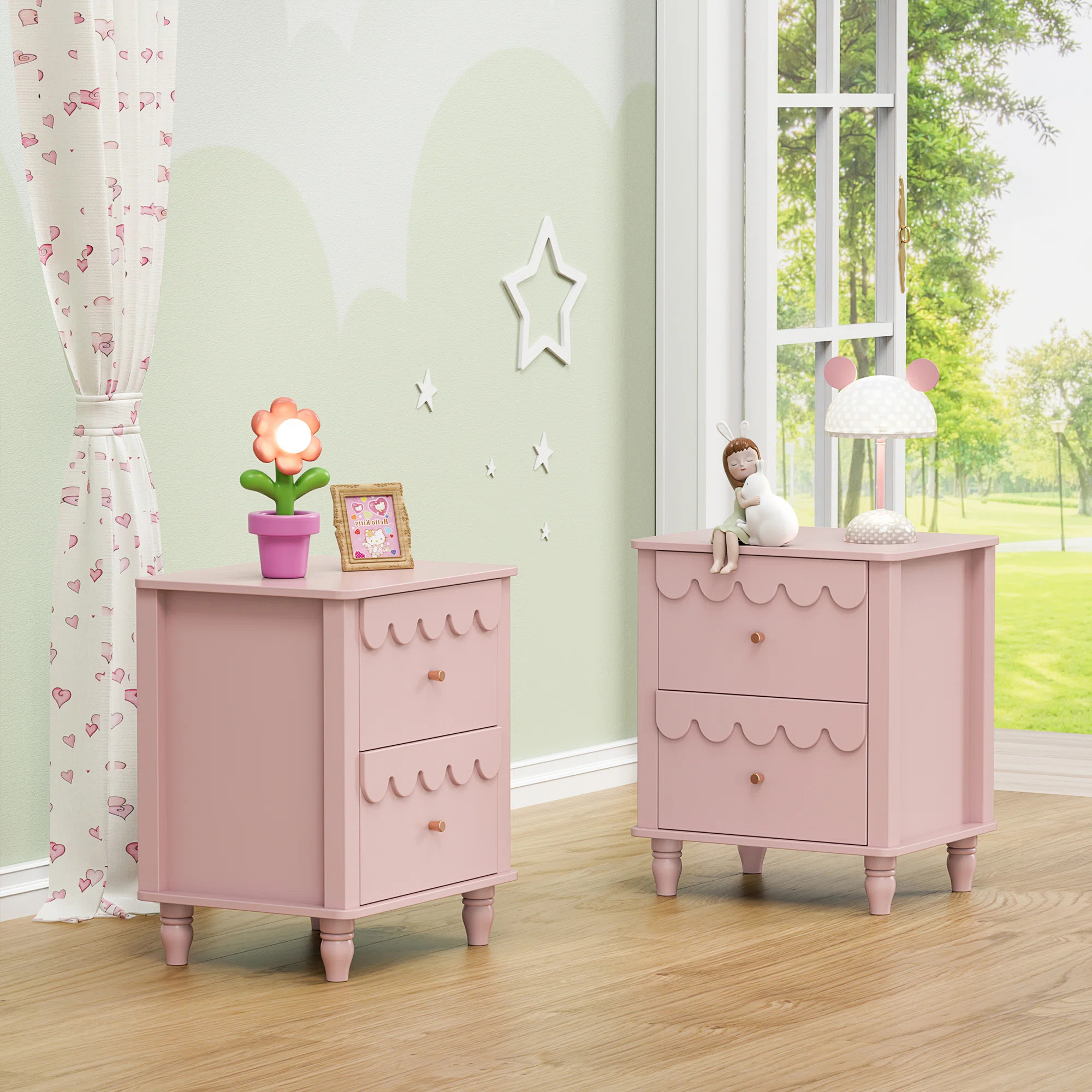 Dorlan 19.7“W Cute Cloud shape Nightstand (Set of 2) | Wayfair North America