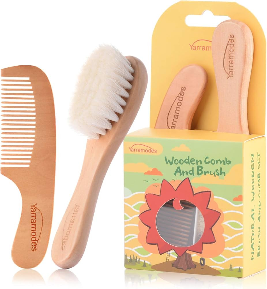 YarraModes Baby Goat Hair Brush and Comb Set for Newborns & Toddlers| Eco-Friendly Safe Brush | N... | Amazon (US)