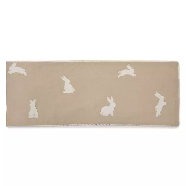 New! Tan Playful Bunnies Table Runner | Kirklands