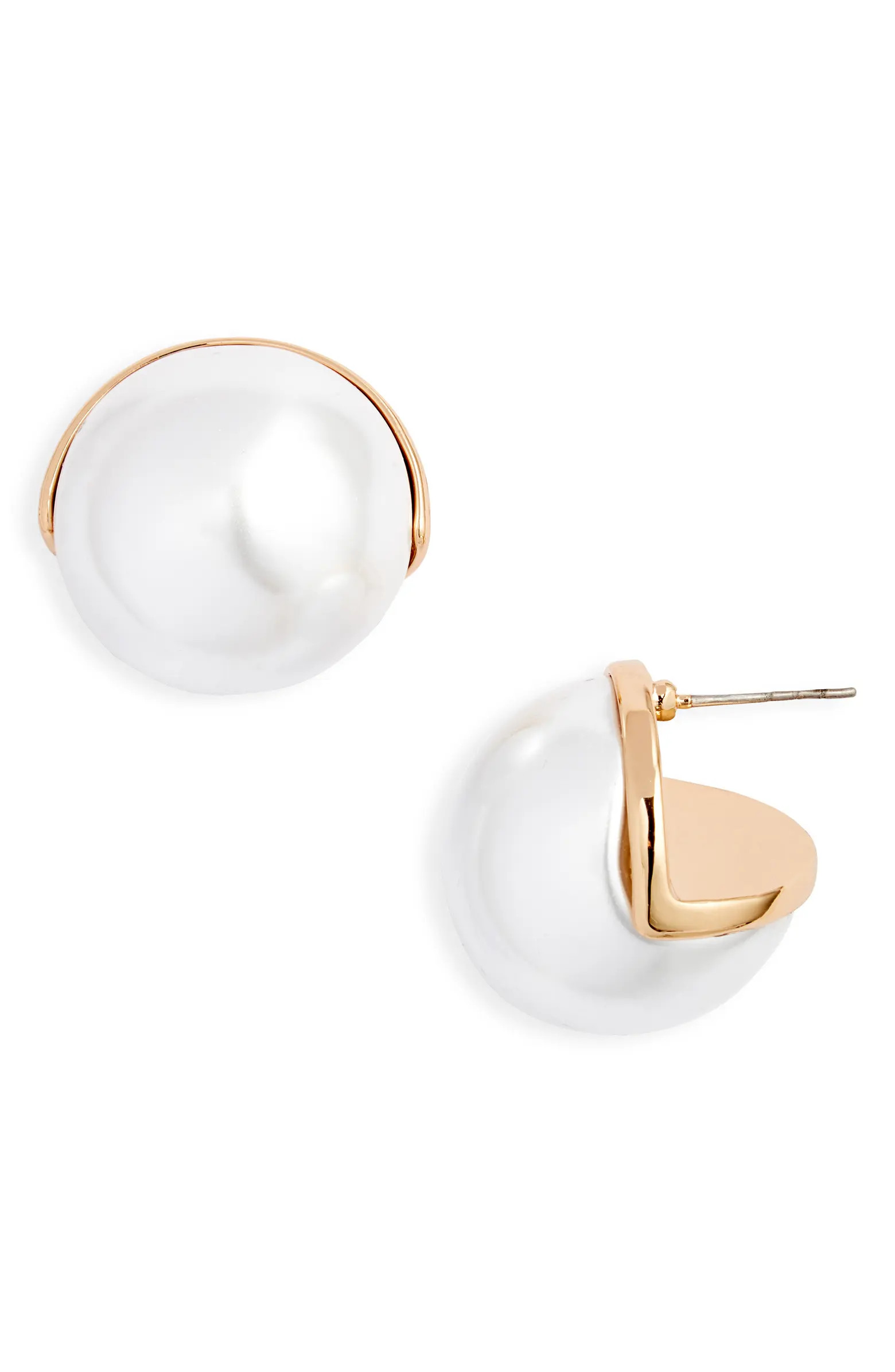 Open Edit Jumbo Faux Pearl Button Stud Earrings | Nordstromrack | Nordstrom Rack