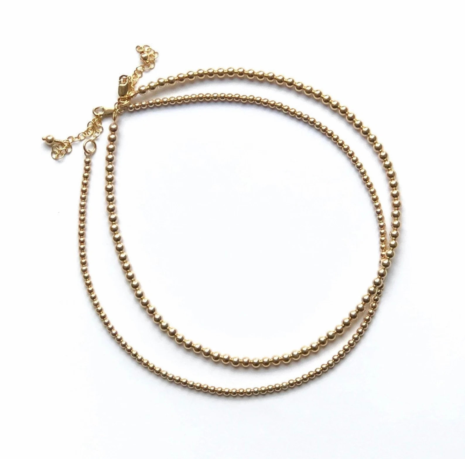 14k Gold Filled Beaded Ball Necklace Lobster Clasp 2.5mm, 3mm, 4mm, 5mm - Etsy | Etsy (US)