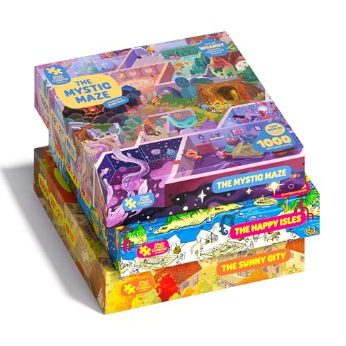 Magic Puzzles 3-Pack • Series One • The Happy Isles, The Mystic Maze, & The Sunny City • 1000 Piece Jigsaw Puzzles from The Magic Puzzle Company | Amazon (US)