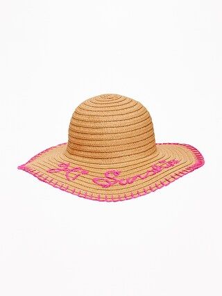 "Hi, Sunshine" Floppy Straw Sun Hat for Girls | Old Navy US