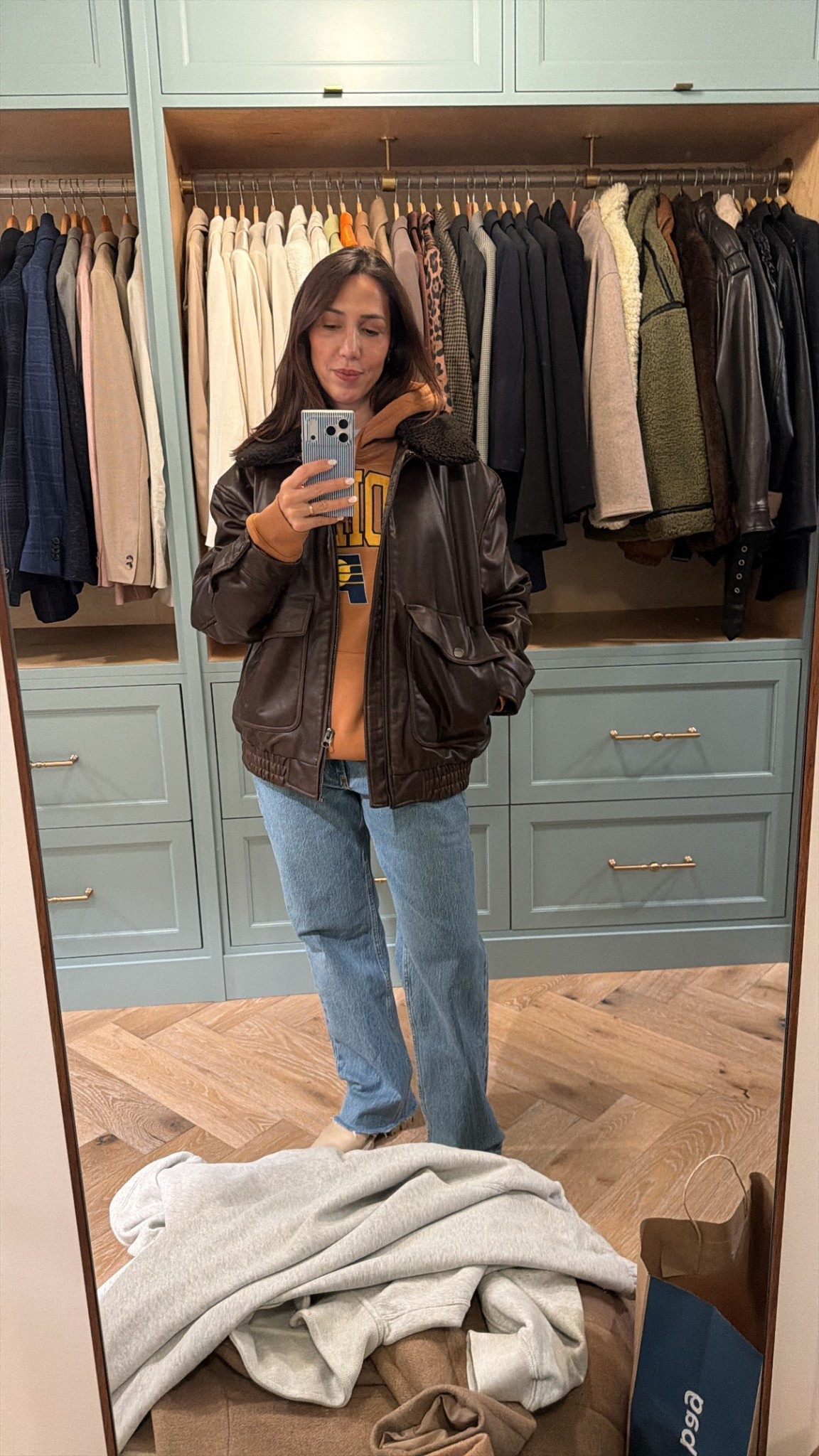 Faux dark brown leather jacket 