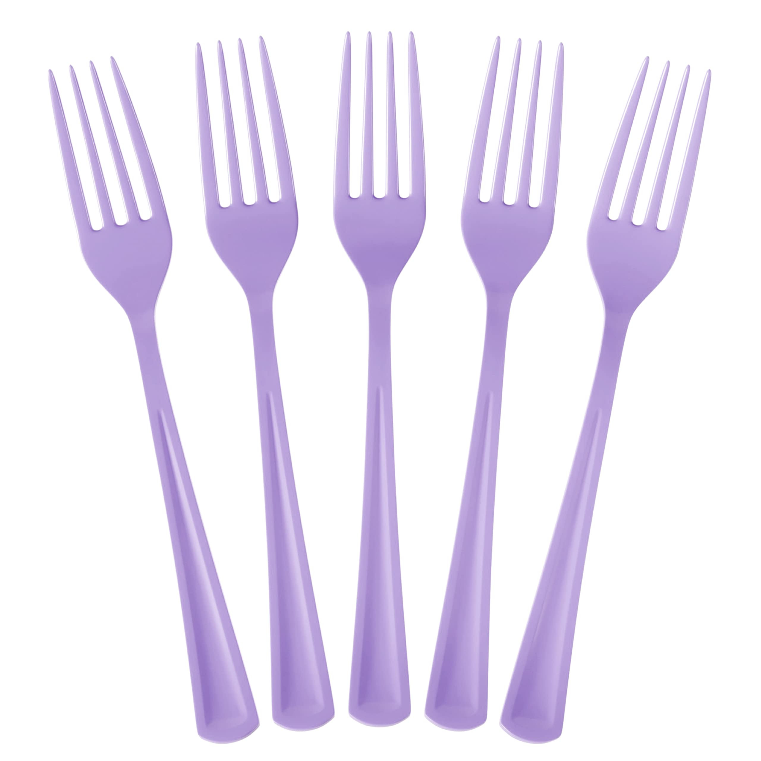 Lavender Plastic Forks 100 Pcs Lavender Forks Disposable Utensils Heavy Duty Plastic Cutlery Set ... | Amazon (US)