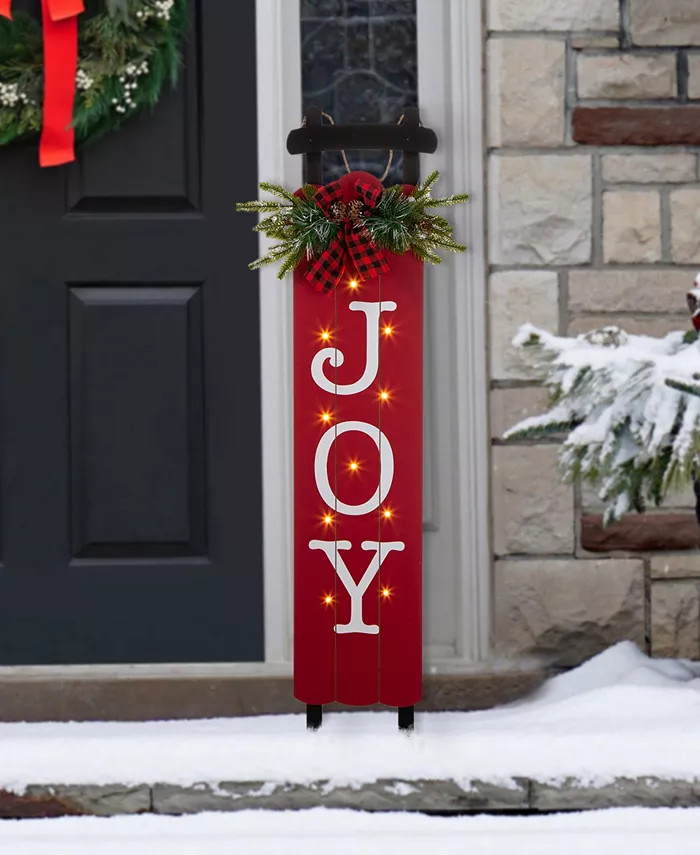 Wooden Sleigh Joy Porch Sign, 40" | Macy's