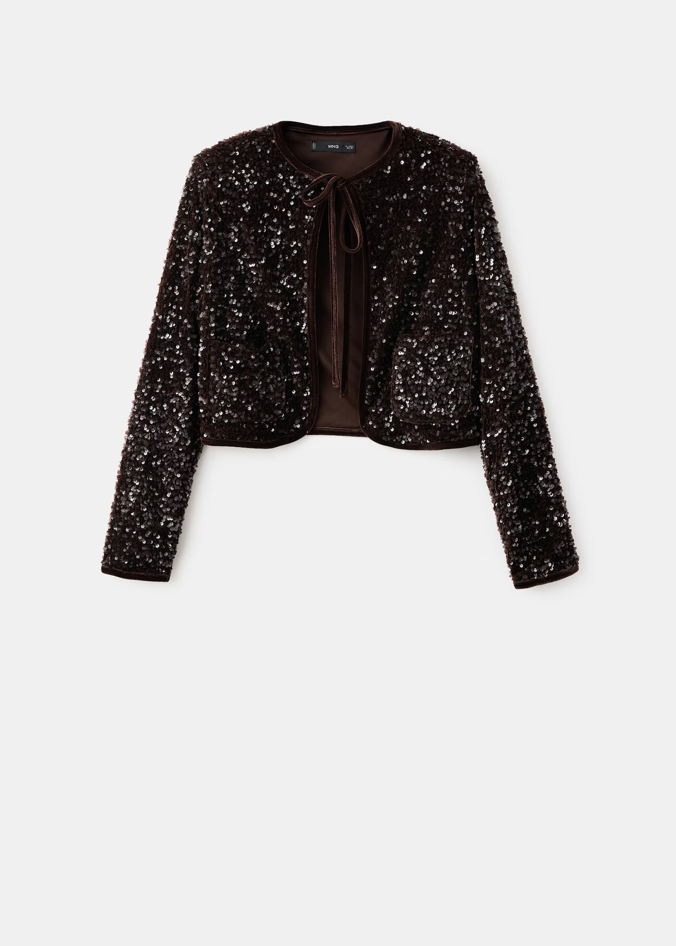 Velvet jacket with sequins and bow - Women | MANGO United Kingdom | MANGO (UK)