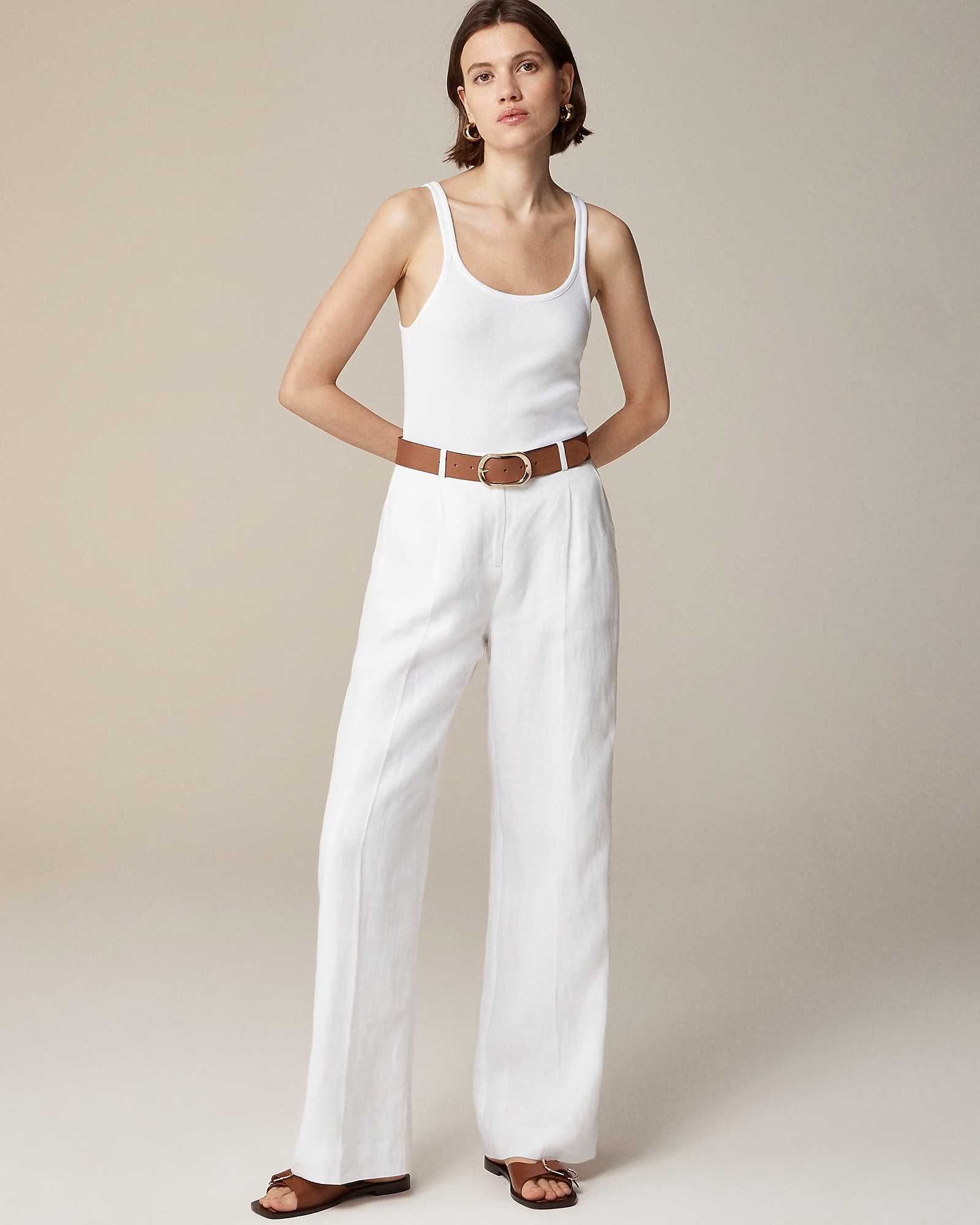 Wide-leg essential pant in linen | J. Crew US