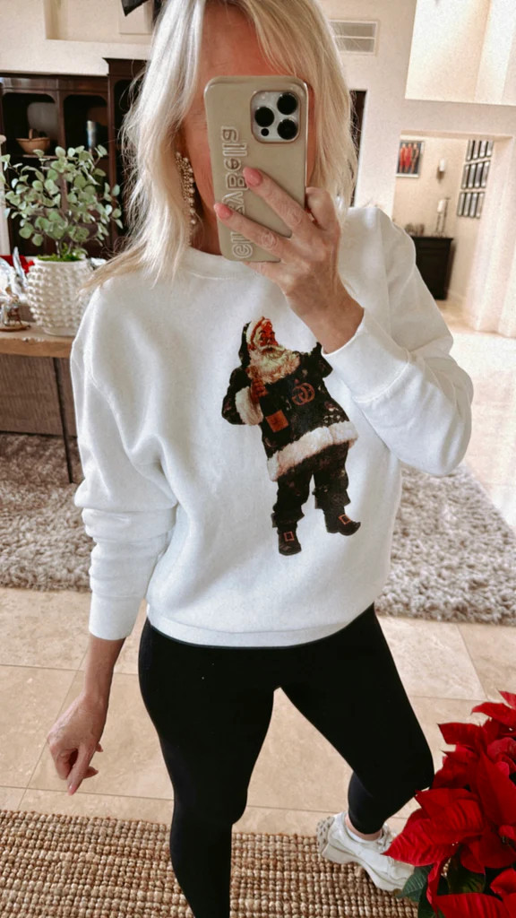 AS SEEN ON WHITNEY RIFE!! "Champagne Santa" Oversized Sweatshirt in 4 Colors | Glitzy Bella
