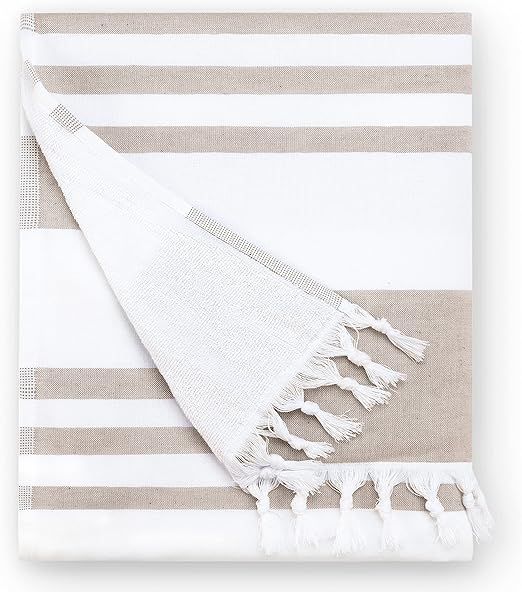Laguna Beach Textile Co. Soft Turkish Fouta Beach Towel - Driftwood, 400 GSM | Amazon (US)