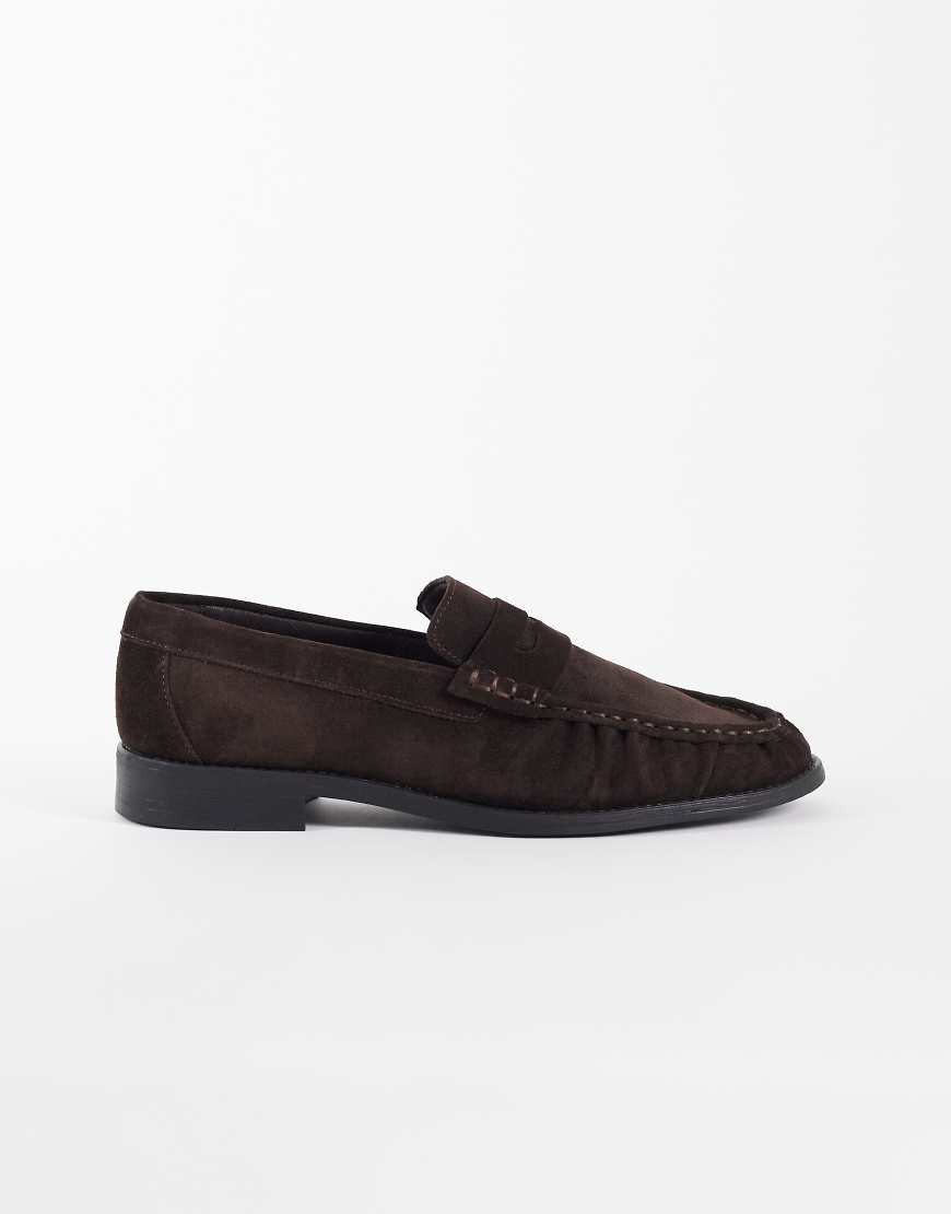 NOAK made in Portugal loafers in brown suede with ruched apron | ASOS (Global)
